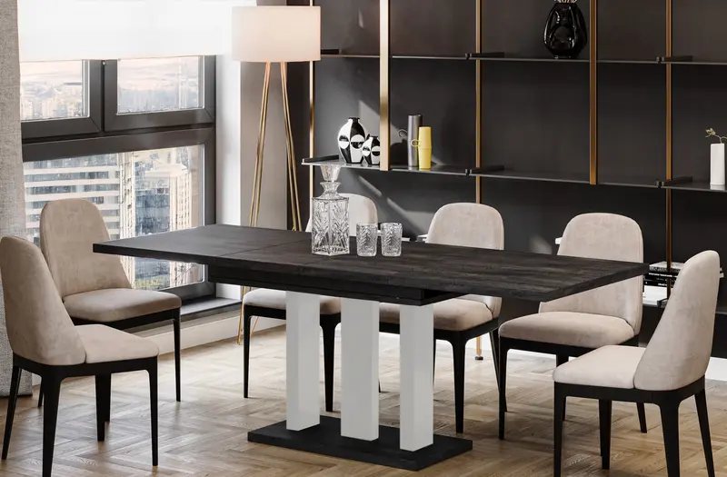 Ausziehbarer Esstisch "Appia White" 130-210cm (Beton Dunkel)