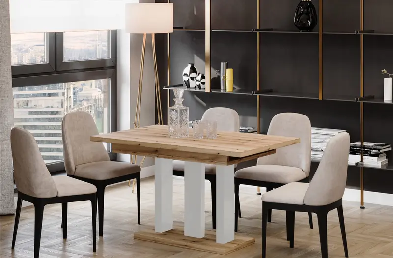 Ausziehbarer Esstisch "Appia White" 130-210cm (Eiche Evoke)