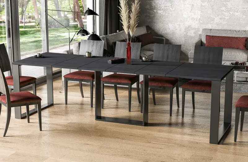 Ausziehbarer Esstisch Borys (Beton Dunkel)