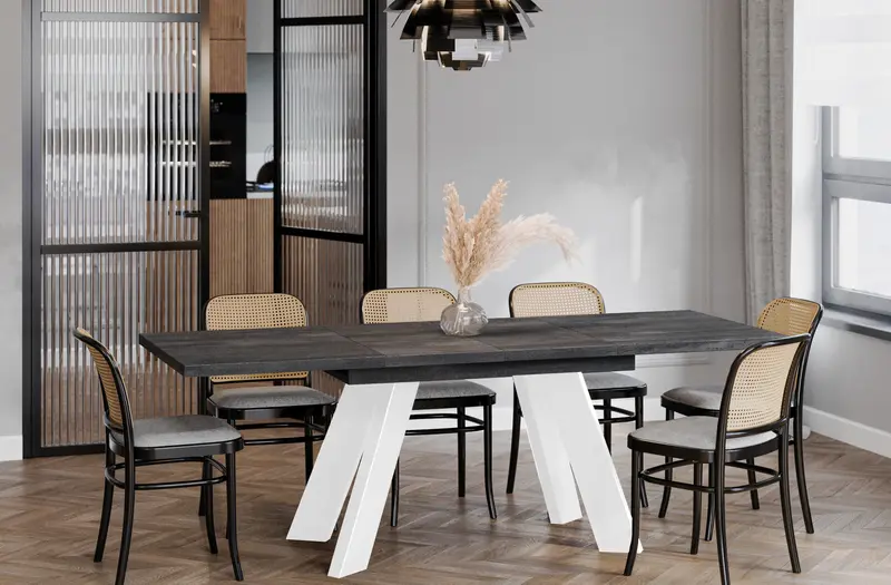 Ausziehbarer Esstisch "Como White" 130-210cm (Beton Dunkel)
