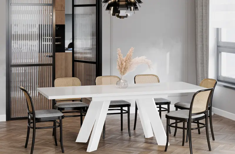 Ausziehbarer Esstisch "Como White" 130-210cm (Weiß Hochglanz)