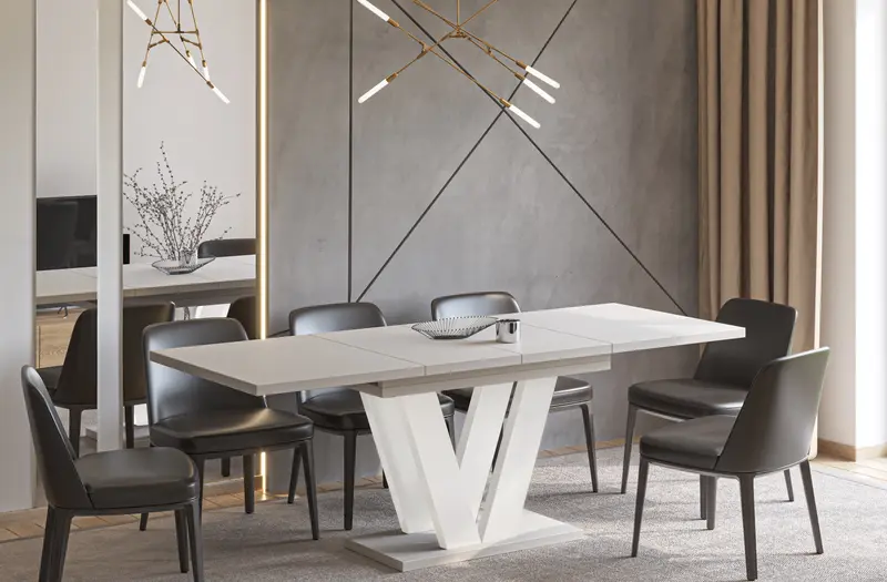 Ausziehbarer Esstisch "Lara White" 130-210cm (Kaschmir Beige)
