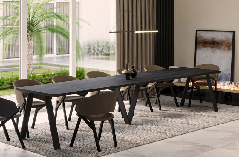 Ausziehbarer Esstisch "Lungo" 130-405cm (Beton Dunkel)