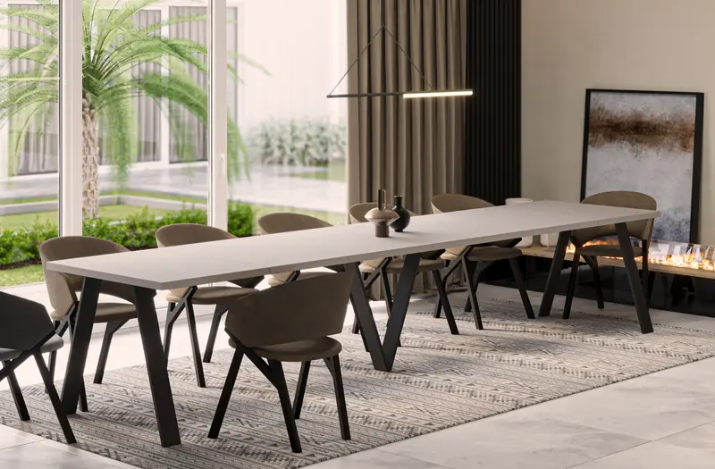 Ausziehbarer Esstisch "Lungo" 130-405cm (Kaschmir Beige)