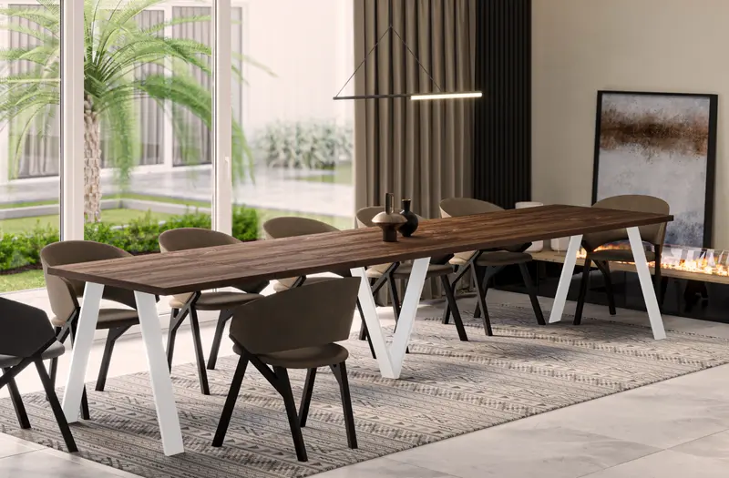 Ausziehbarer Esstisch "Lungo White" 130-405cm (Eiche Stirling)