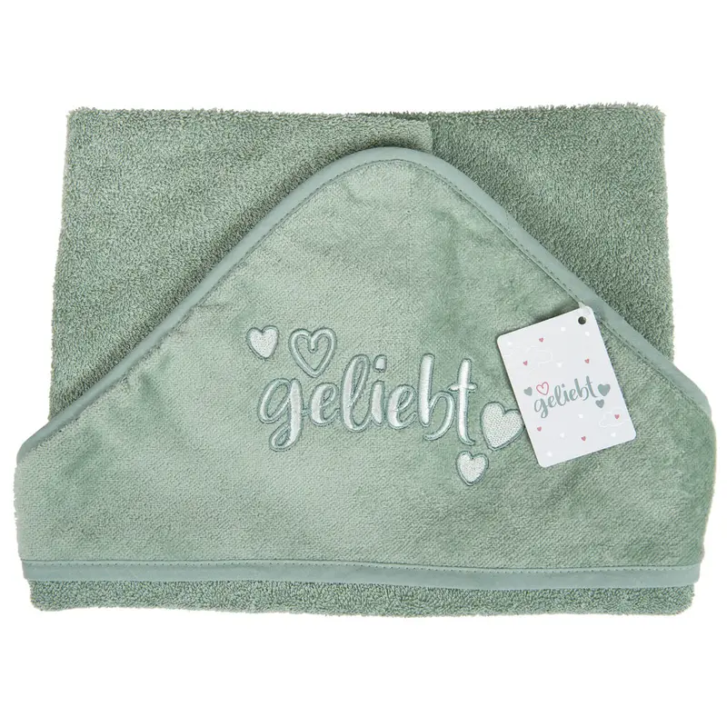 Baby Badetuch "geliebt" salbei