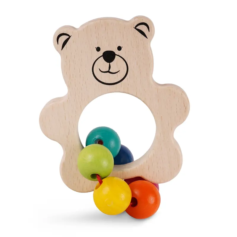 Babyrassel "Teddy" mit farbigen Kugeln, 13 cm