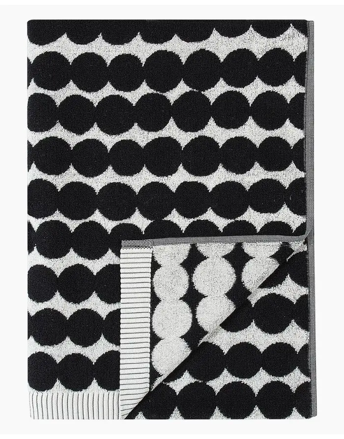Badehandtuch Räsymatto 70x150cm I Schwarz/Weiß