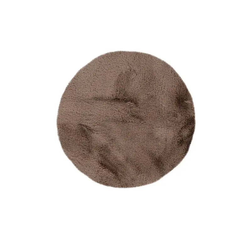 Badematte – Kunstfell Oberfläche, Hoher Flor, Dunkelbeiger Farbton, 100 x 100 cm - Rabbit 225 | Kayoom
