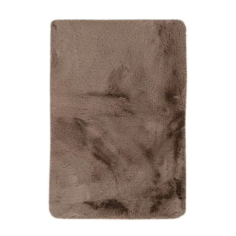Badematte – Kunstfell Oberfläche, Hoher Flor, Dunkelbeiger Farbton, 40 x 60 cm - Rabbit 225 | Kayoom
