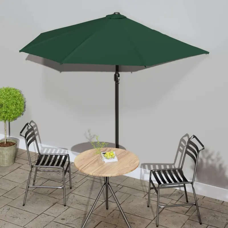 Balkon-Sonnenschirm mit Alu-Mast Grün 270x144 cm Halbrund