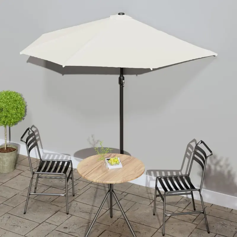 Balkon-Sonnenschirm mit Alu-Mast Sandfarben 270x144 cm Halbrund