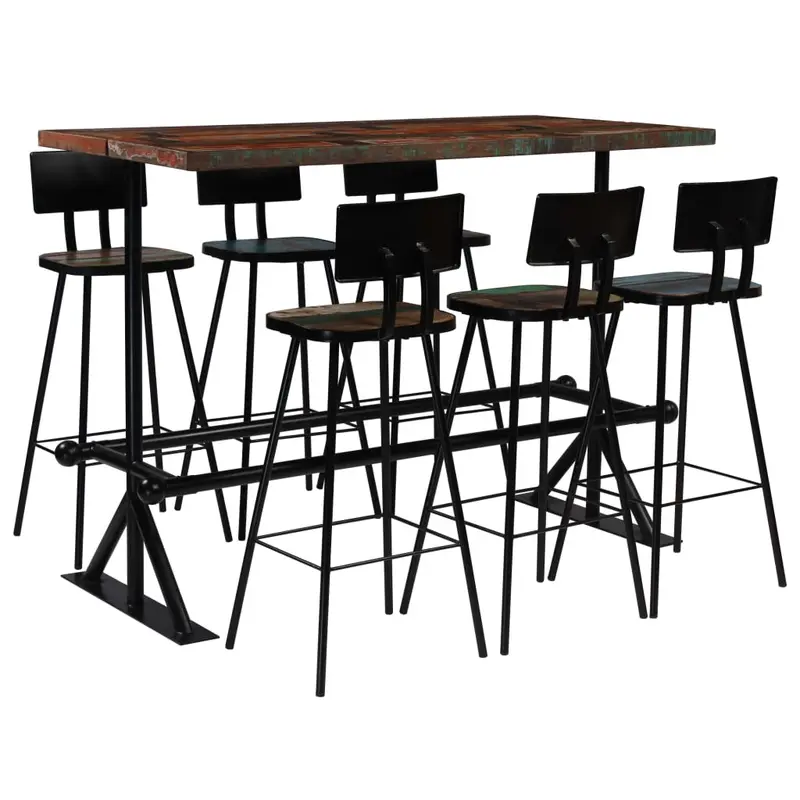 Bar-Set 7-tlg. Massives Altholz Mehrfarbig