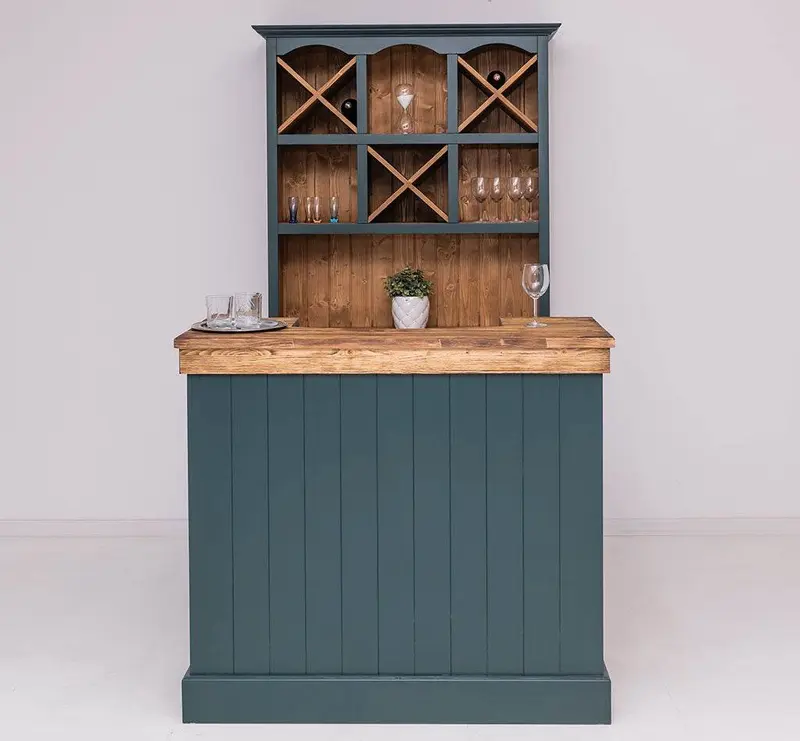 Bar-Set bestehend aus Empfangstheke| Bartresen und Buffetschrank mit Weinfächern