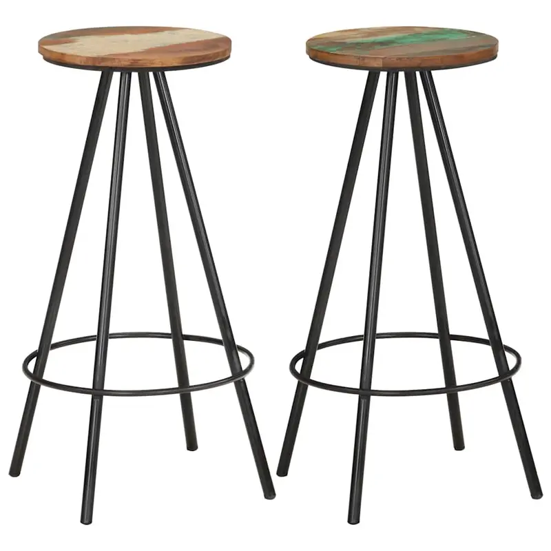 Barhocker 2 Stk. Massives Altholz