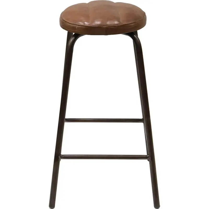 Barhocker Brooklyn mit rundem Ledersitz - Braun