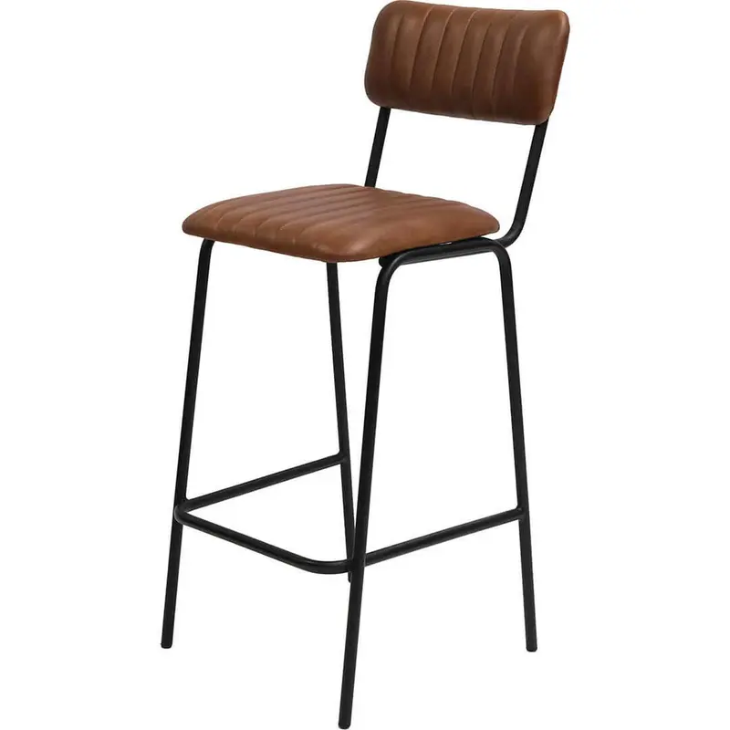 Barhocker Diner mit gestepptem Leder - Braun