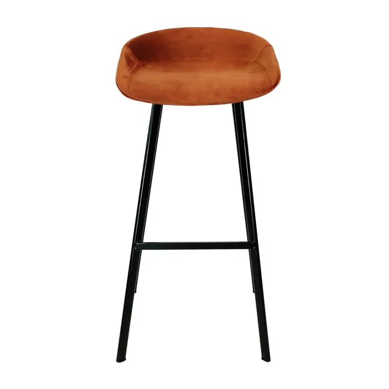Barhocker – Oranger Ton, Velours Sitz, Metall Fuß, 70 cm - Finn | Kick Collection