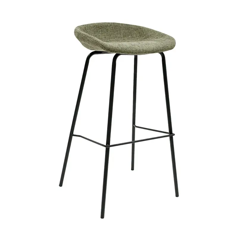 Barhocker – Strukturstoff Bezug, Schwarzes Metallgestell, Grüne Farbe, 80 cm Höhe - Riga | Kick Collection