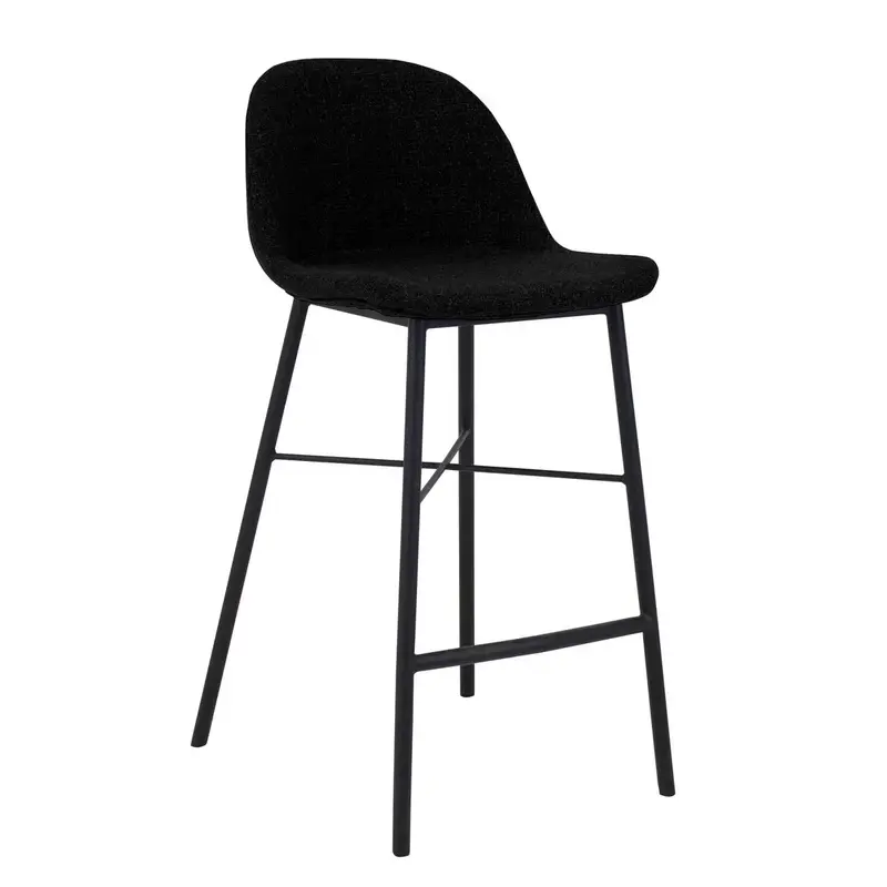 Barhocker – Texture Stoff, Stahlgestell Schwarz, Schwarze Farbe - Jade | Kick Collection