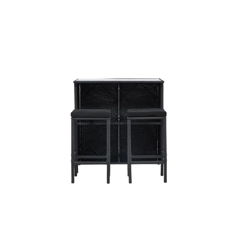Barset Knock aus Polyrattan - Schwarz