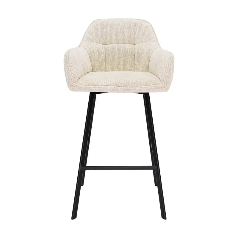 Barstuhl – Chenille Stoff, Metall Gestell, Creme Farbe - Lynn | Kick Collection