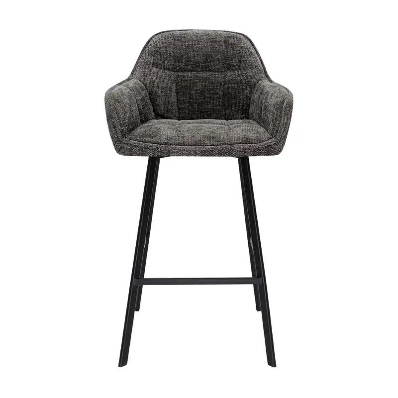 Barstuhl – Chenille Stoff, Metall Gestell, Dunkelgraue Farbe - Lynn | Kick Collection