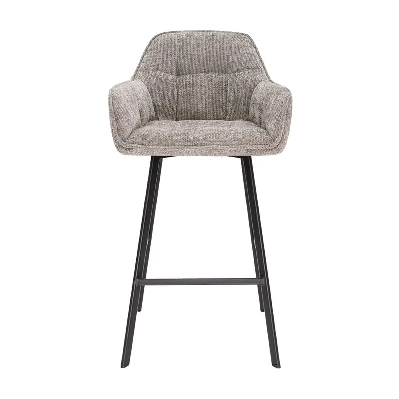 Barstuhl – Chenille Stoff, Metall Gestell, Graue Farbe - Lynn | Kick Collection