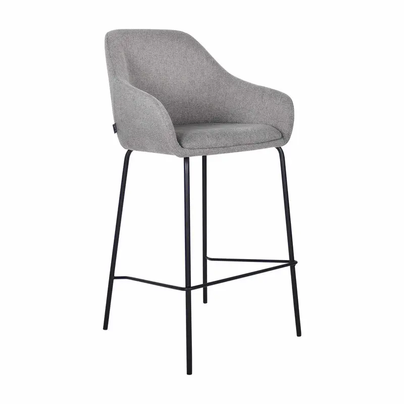 Barstuhl – Texturstoff, Metall Gestell, Armlehne Design, Dunkelgrau - Suus | Kick