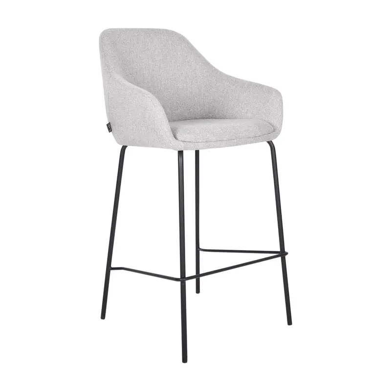 Barstuhl – Texturstoff, Metall Gestell, Armlehne Design, Grau - Suus | Kick