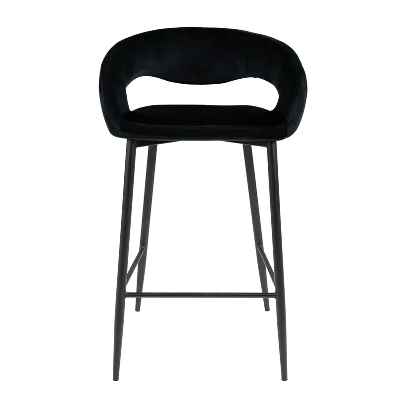 Barstuhl – Velvet Stoff, Metall Gestell, Schwarze Farbe - Lenn | Kick Collection