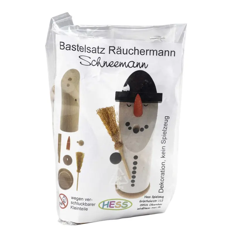 Bastelsatz Räuchermännchen "Schneemann" zum Bemalen, 12 cm