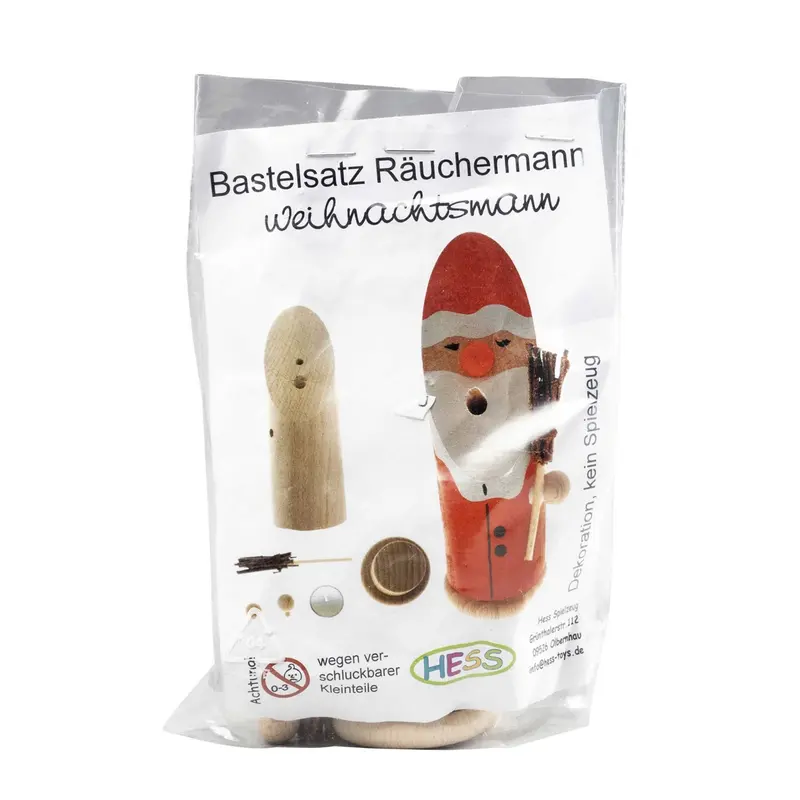 Bastelsatz Räuchermännchen "Weihnachtsmann" zum Bemalen, 12 cm