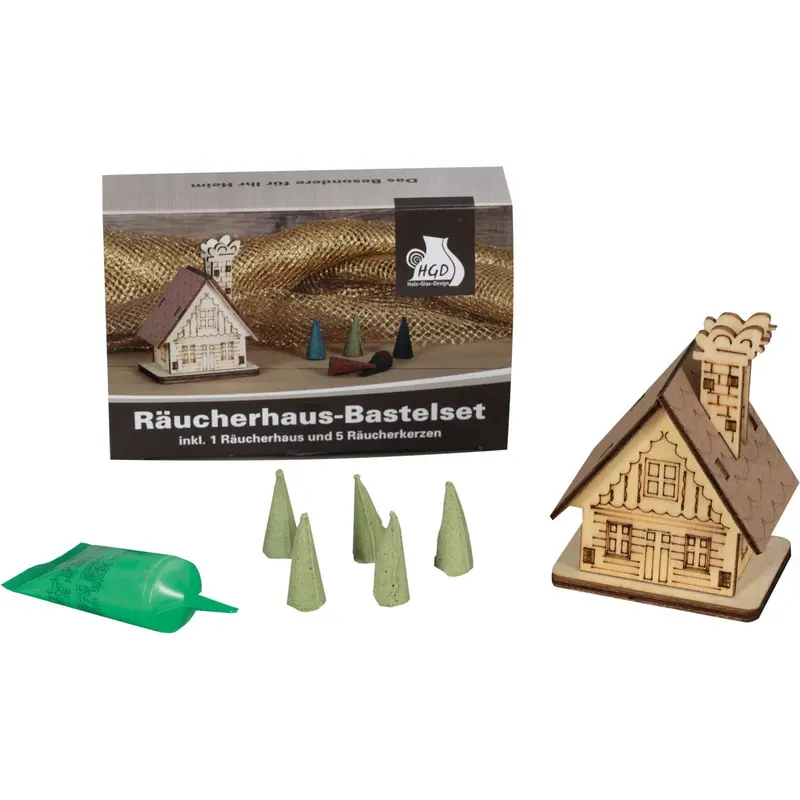 Bastelset "Räucherhaus", inkl. Räucherkerzen und Leim, natur, 8 cm