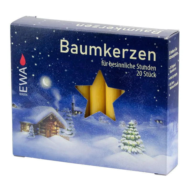 Baumkerzen 20er Pack, Ø 1,3 cm, 10,5 cm Hoch, gelb