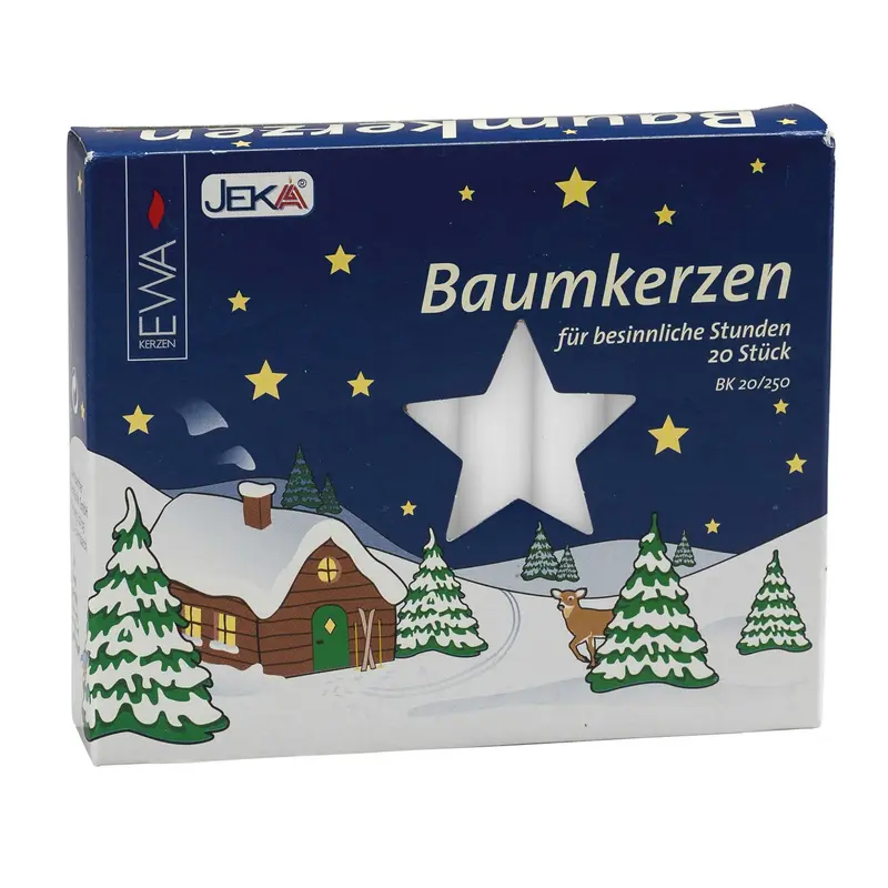 Baumkerzen 20er Pack, Ø 1,3 cm, 10,5 cm Hoch, weiß
