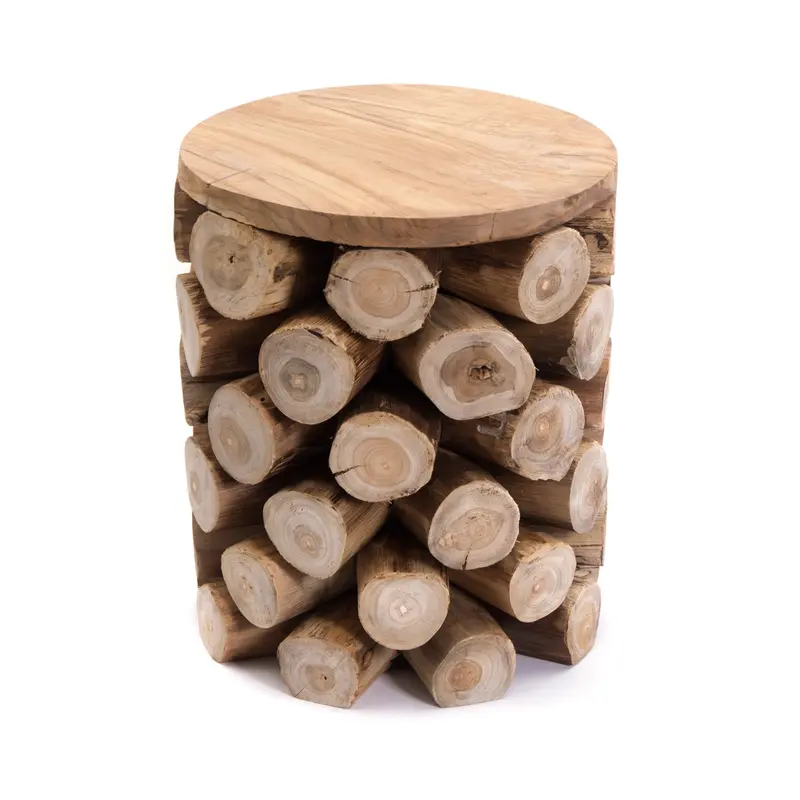 BAUMSTAMM HOCKER "MADERA" | Teak, 45 cm | Beistelltisch, Sitzhocker