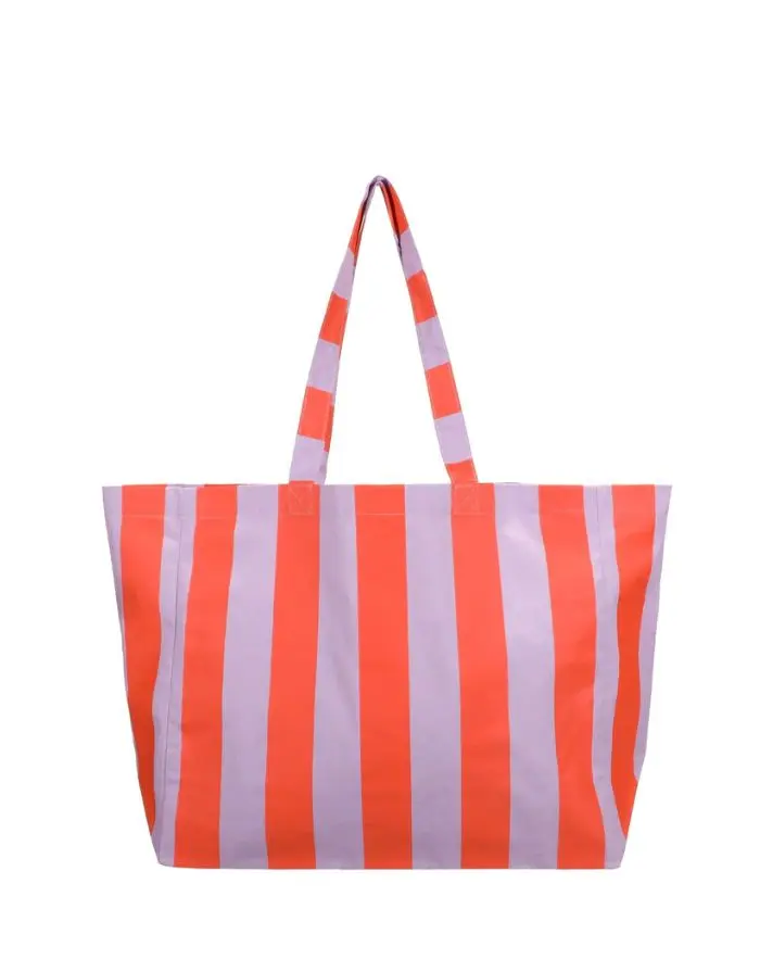 Beachbag mit Streifen I Orange & Lilac