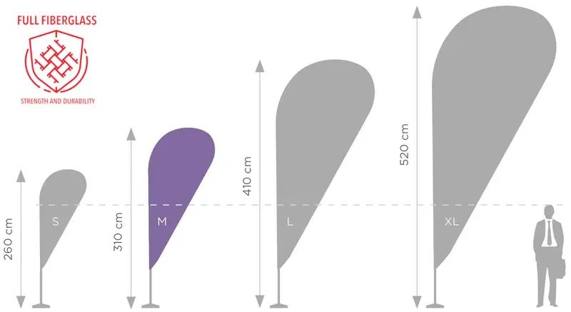 Beachflag Standard-Plus-Mast M 350 cm aus Aluminium und Glasfaser