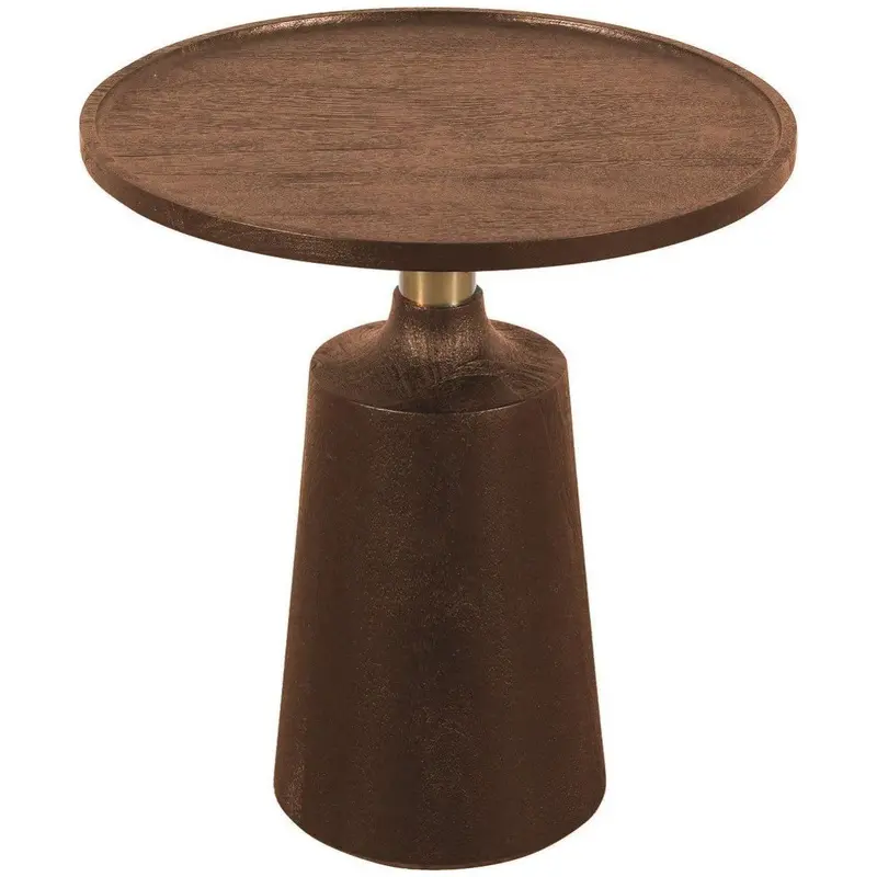 Beistelltisch aus Mangoholz, Braun-Gold, Metallakzente, modernes Design – Seva | PTMD