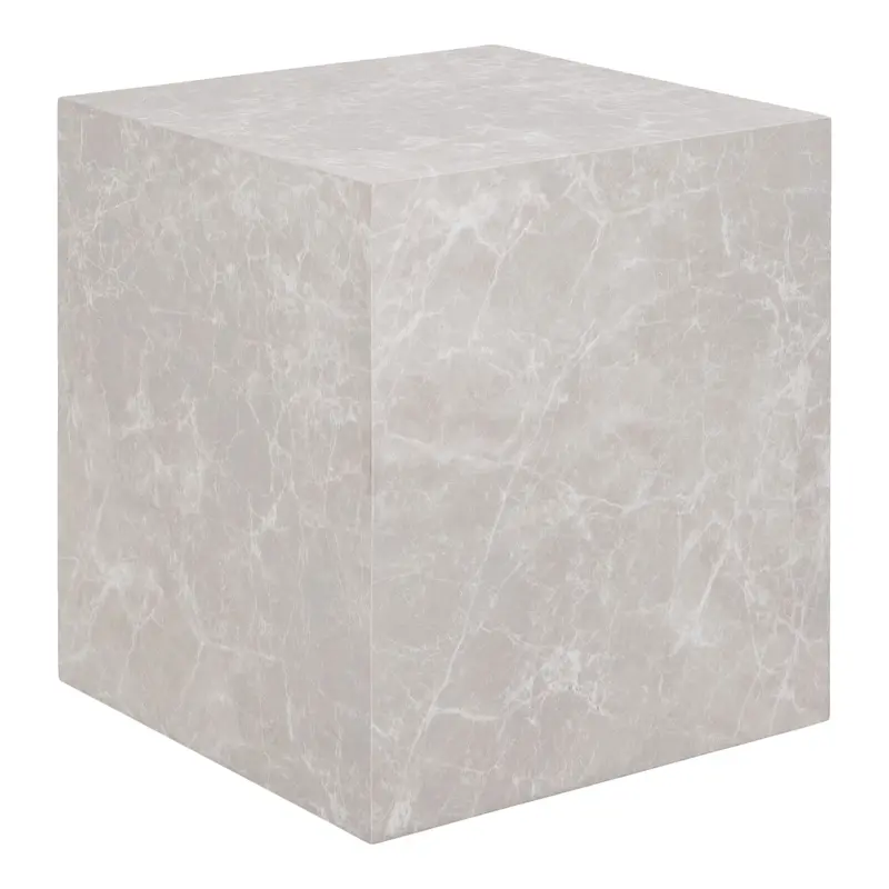 Beistelltisch - Beige Marmoroptik, Kubisches Design, 45 cm Höhe - Prague | House Nordic
