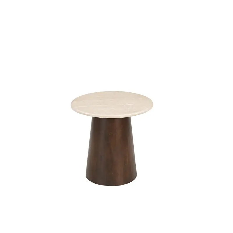 Beistelltisch Bottecino aus Mangoholz Ø45cm - Beige/Braun