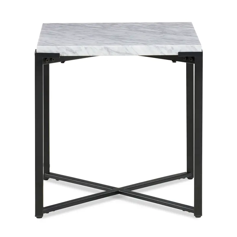 Beistelltisch – Carrara Marmor, Stahlgestell, Mattschwarz - Saxon | Modus Furniture International