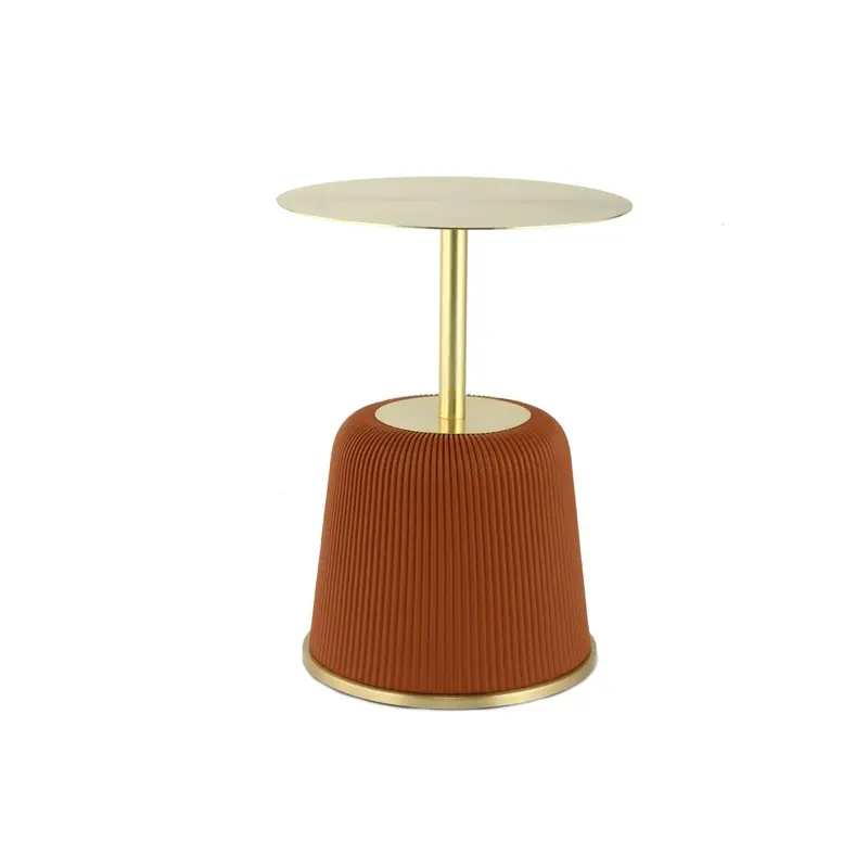 Beistelltisch – Cognac Farbe, Eisen PU Material, Samt Optik, 55 cm - Jokai 325 | Kayoom