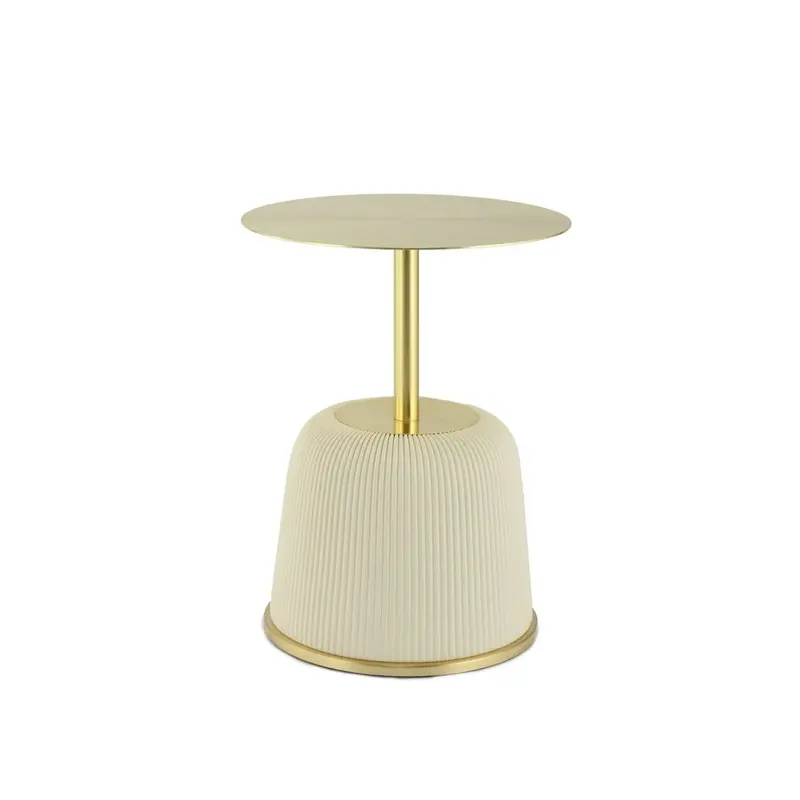 Beistelltisch – Creme Farbe, Eisen PU Material, Samt Optik, 55 cm - Jokai 325 | Kayoom