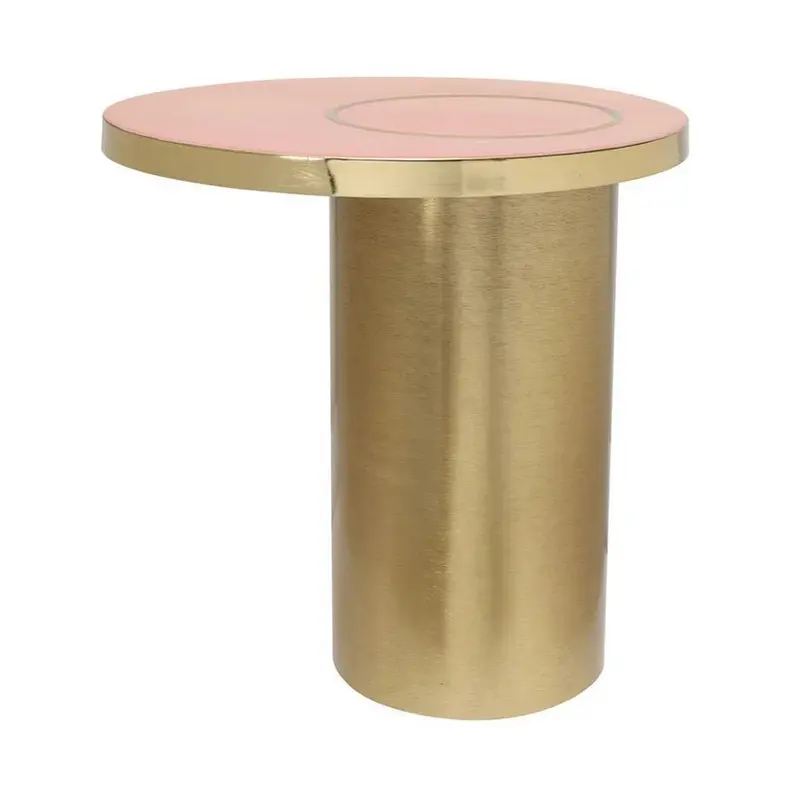 Beistelltisch – Eisenkonstruktion, Säulenfuß Design, Khaki Gold Finish - Art Deco 2325 | Kayoom