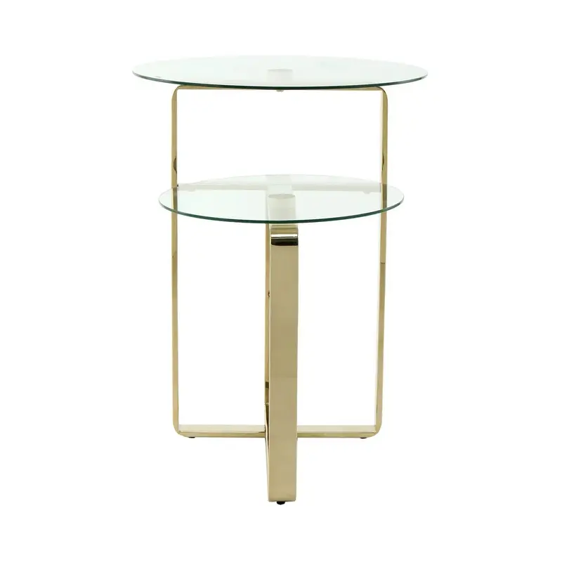 Beistelltisch – Glasplatte, Edelstahlgestell, Goldene Oberfläche - Catrice 125 | Kayoom