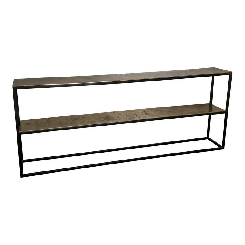 Beistelltisch – Gold Aluminium und schwarzes Eisen, Rechteckige Form, Schlankes Design - Kae | PTMD