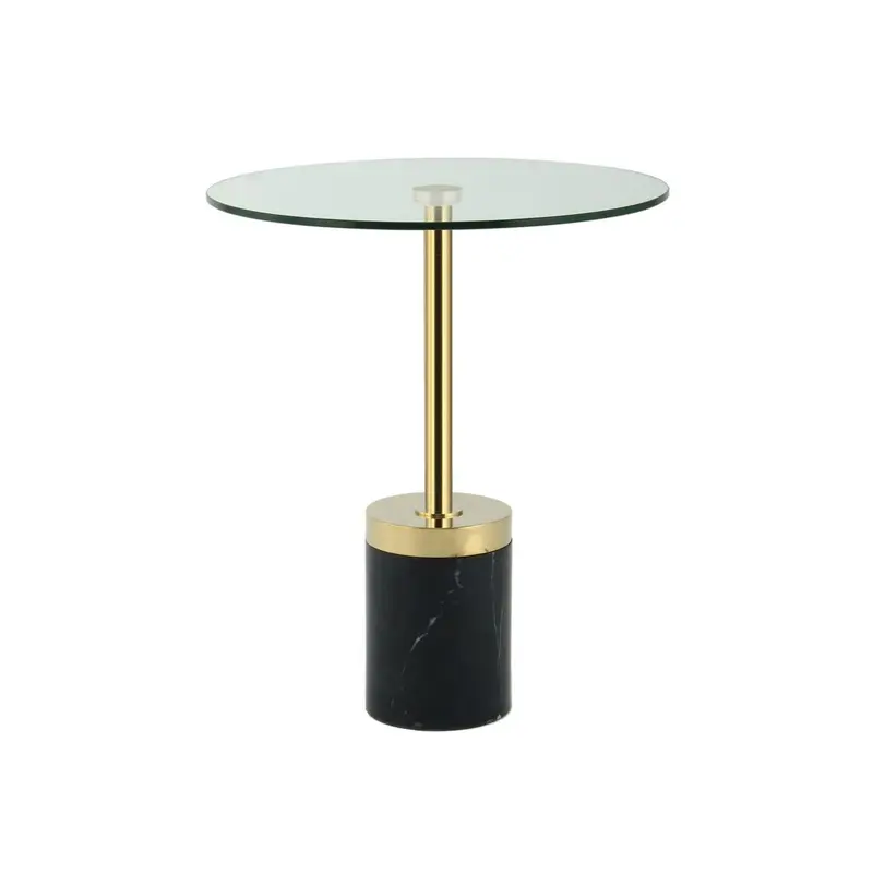 Beistelltisch – Gold Schwarz Farbe, Glas Marmor Material, Zeitlos Elegant Design - Lana 125 | Kayoom