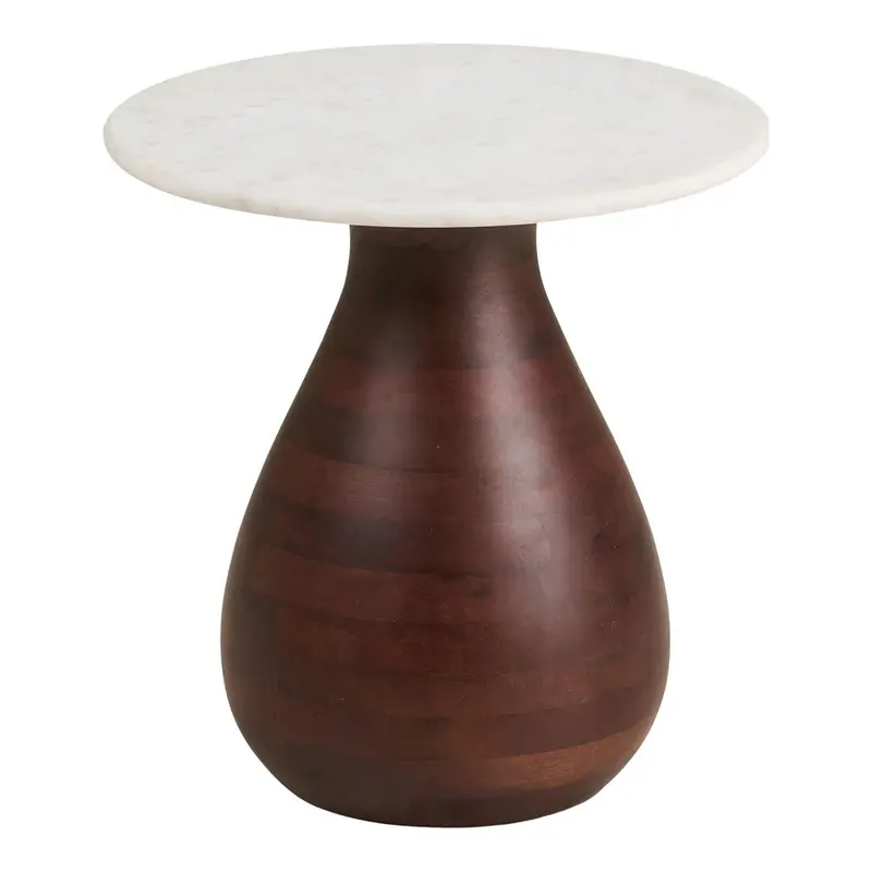 Beistelltisch Heide Ø40cm - Weiß/Braun